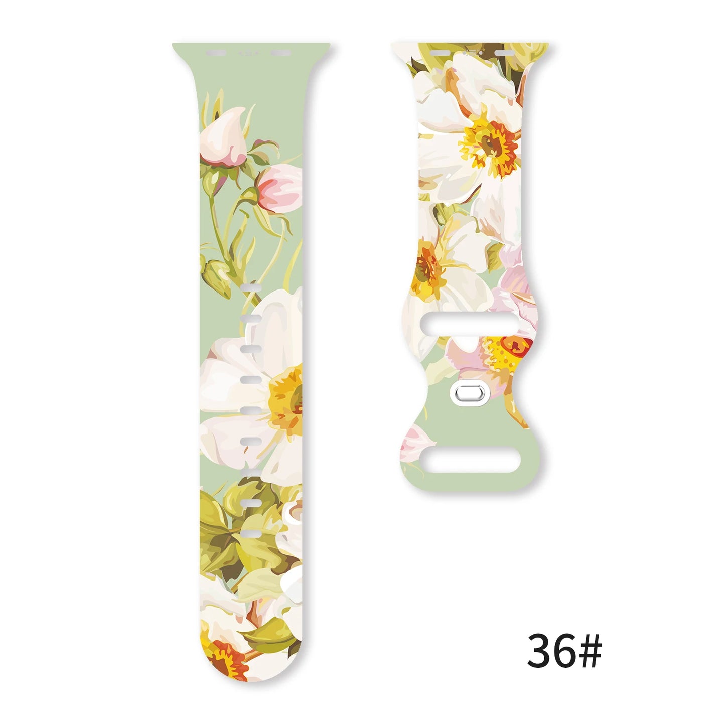 Flowers Printed Strap for Apple Watch 10 9 8 7 SE Silicone Band Replaceable Bracelet for iWatch 46mm 42mm 41mm 40mm Watchband