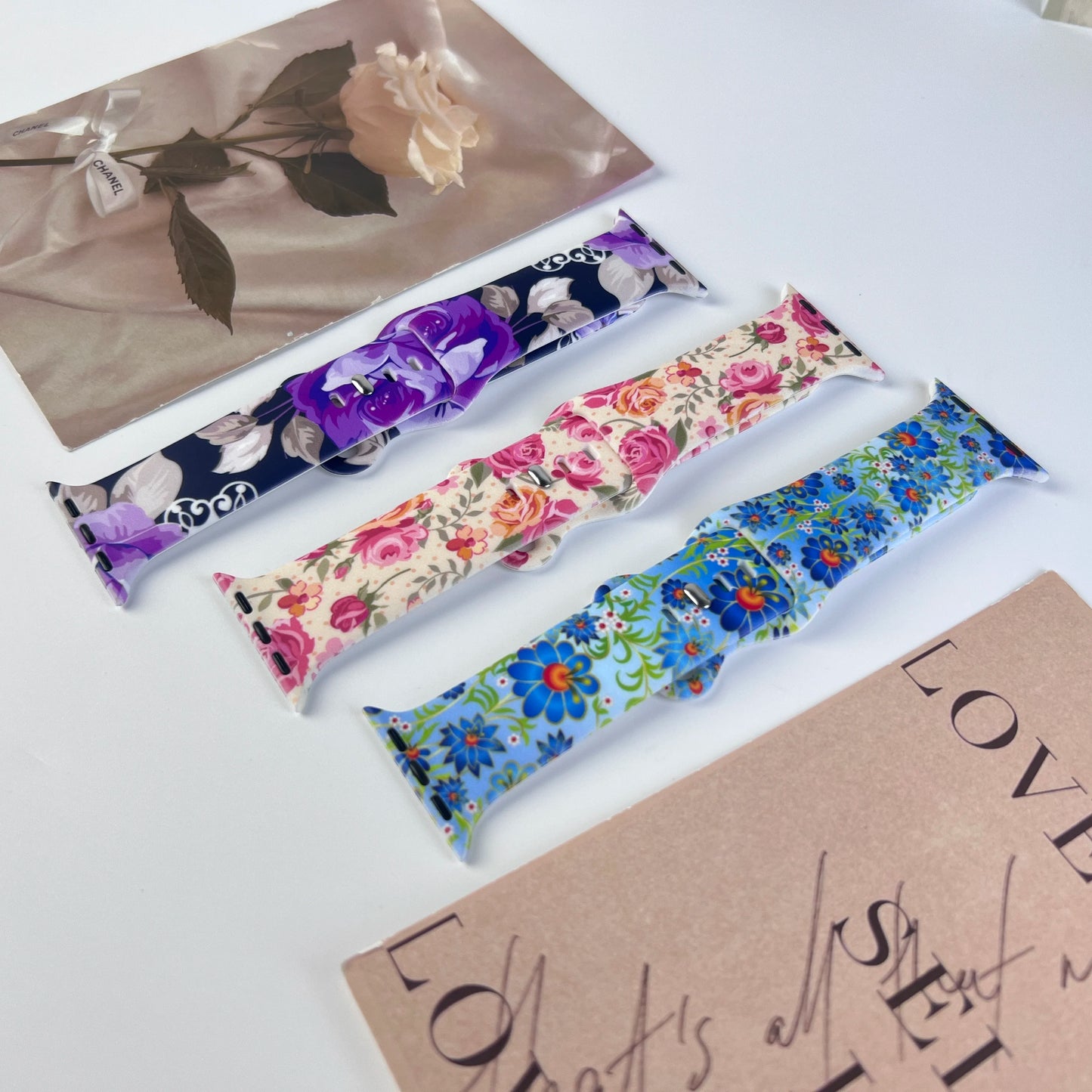 Flowers Printed Strap for Apple Watch 10 9 8 7 SE Silicone Band Replaceable Bracelet for iWatch 46mm 42mm 41mm 40mm Watchband